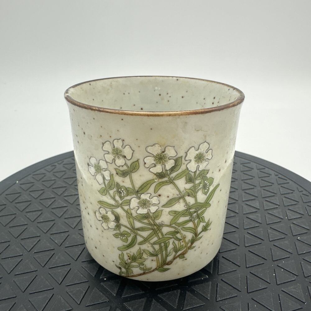 Vintage Takahashi Stonewear Planter Hand Painted Flowers
